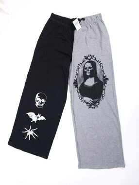 Social Collision NWT Black Grey Mona Lisa Gothic Split Lounge Pants XL